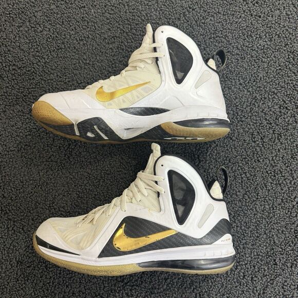 Nike LeBron 9 P.S. Elite Home 51698-100 Size 11.5 white black gold sparkle 2012 main image 8
